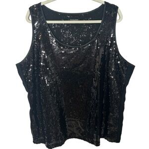 TIMELESS Naeem Khan Black Sequin Tank Top